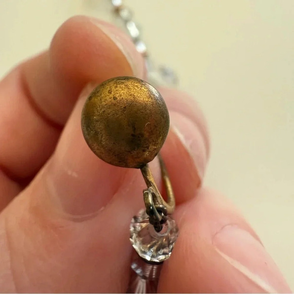 Necklace- Art Deco Style- Clear Beads- Clip on Earrings- Vintage - Picture 9 of 11